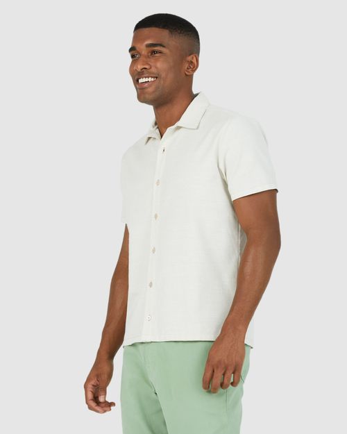 Camisa Masculina Tradicional Em Fio Tinto De Algodão