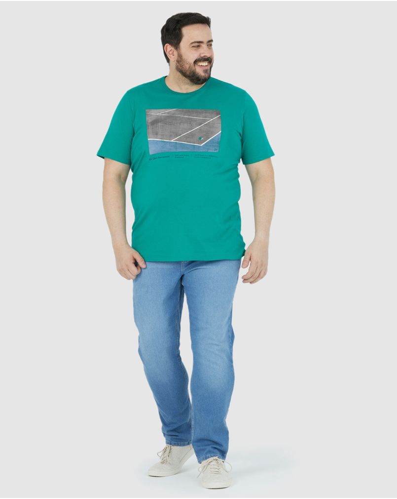 Camiseta Masculina Plus Size Tennis Open Em Algodão Verde G1 - Malwee