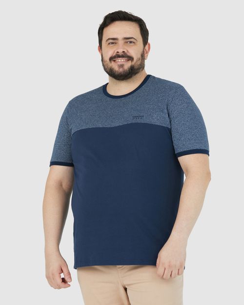 Camiseta Masculina Plus Size Recorte Frontal Em Malha Moulinê