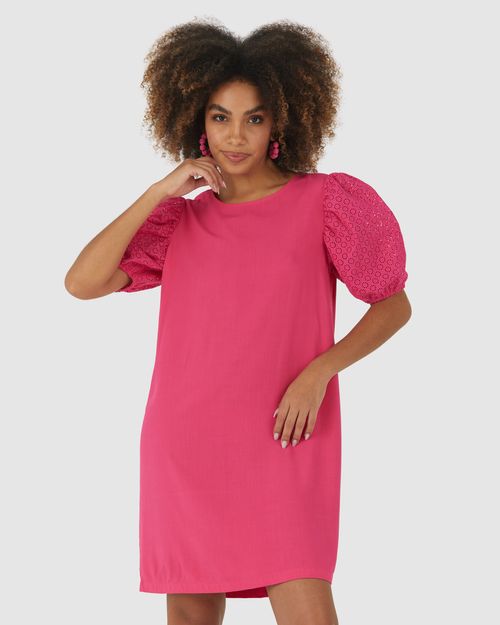 Vestido Feminino Manga Laise Bufante Em Viscose