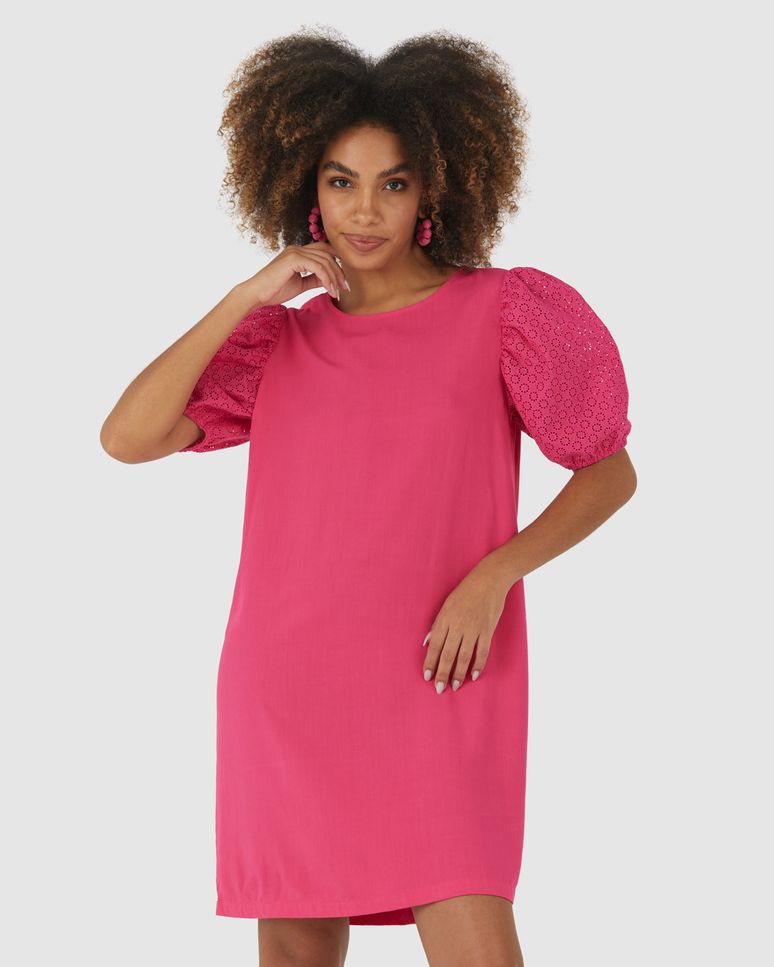 Vestido Feminino Manga Laise Bufante Em Viscose