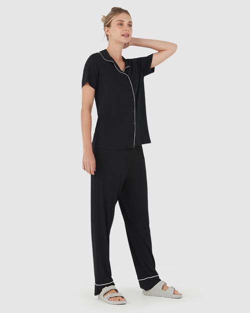 Pijama Americano Feminino Abertura Frontal Em Viscose Stretch Essence
