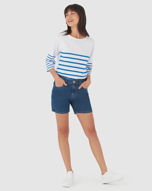 Bermuda Feminina Comfort Em Jeans Com Elastano