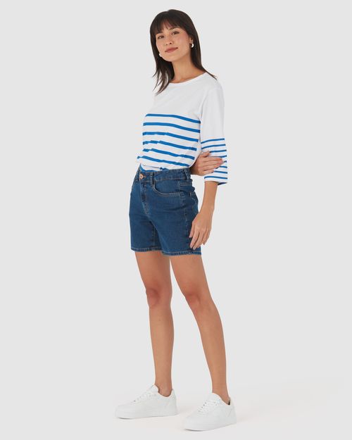 Bermuda Feminina Comfort Em Jeans Com Elastano