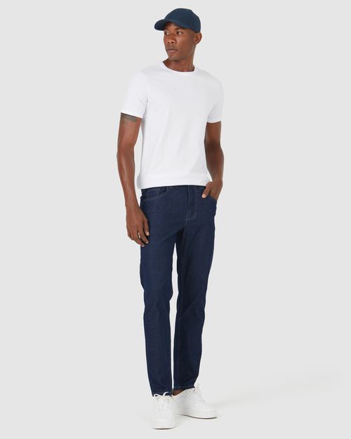 Calça Masculina Slim Cintura Média Em Jeans Com Poliéster Reciclado