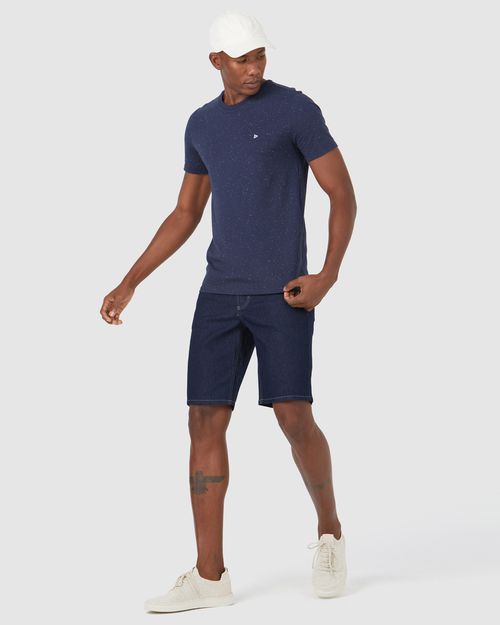 Bermuda Masculina Tradicional Cintura Média Em Jeans Com Elastano