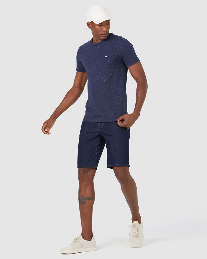 Bermuda Masculina Tradicional Cintura Média Jeans Elastano Azul