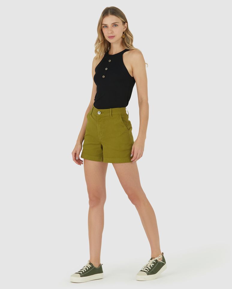 Shorts Alfaiataria Feminino Em Sarja Com Elastano