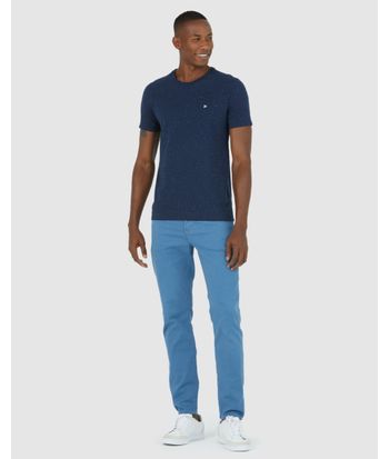 Calça Masculina Slim Cintura Média Em Sarja Com Elastano