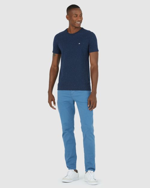 Calça Masculina Slim Cintura Média Em Sarja Com Elastano