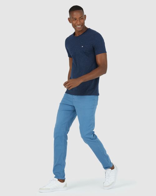 Calça Masculina Slim Cintura Média Em Sarja Com Elastano