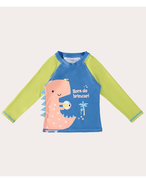 Camiseta Praia Infantil Unissex Com Aplique Malha UV50+ Malwee Kids