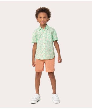 Camisa Infantil Menino Bolso Frontal Em Algodão Malwee Kids