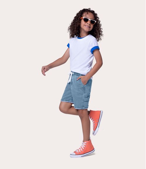 Bermuda Infantil Menino Jogger em Jeans Moletom Malwee Kids