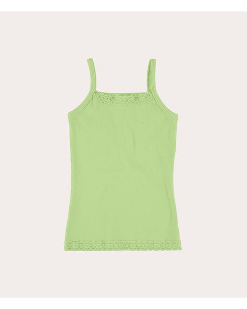 Regata Infantil Menina Decote Quadrado Com Renda Em Ribana Malwee Kids