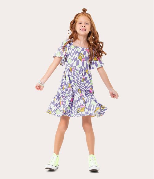 Vestido Infantil Decote Quadrado Princesas Disney® Em Algodão Malwee Kids