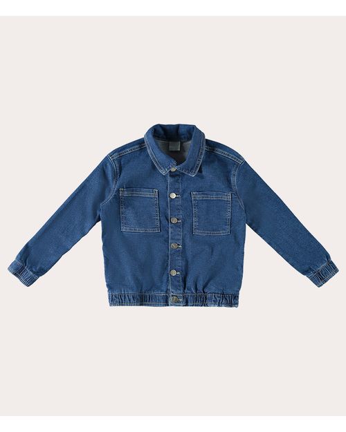 Jaqueta Infantil Unissex Bomber Em Jeans Moletom Malwee Kids