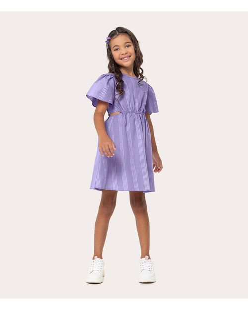 Vestido Infantil Listrado Abertura Lateral Em Algodão Malwee Kids