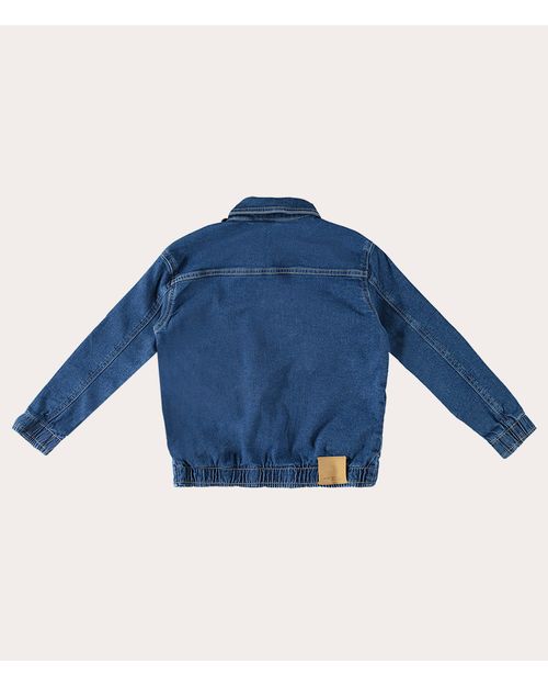 Jaqueta Infantil Unissex Bomber Em Jeans Moletom Malwee Kids