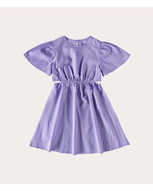 Vestido Infantil Listrado Abertura Lateral Em Algodão Malwee Kids