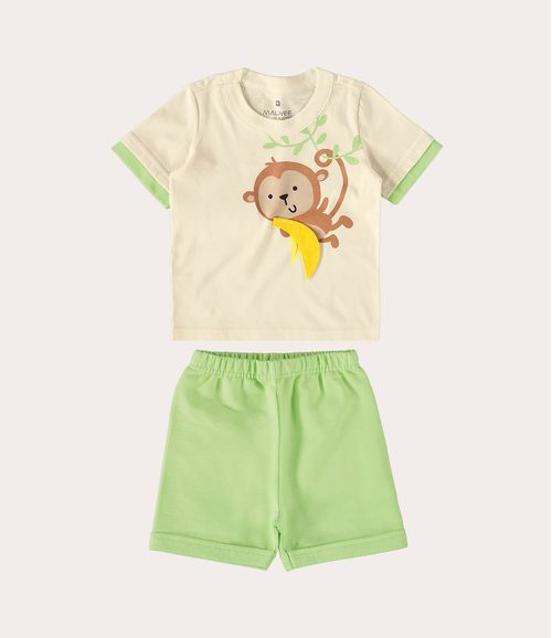 Conjunto Infantil Menino Estampa + Aplique Em Algodão Malwee Kids