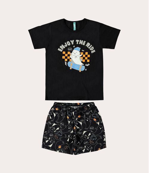 Pijama Infantil Menino Enjoy The Ride Halloween Em Algodão Malwee Kids