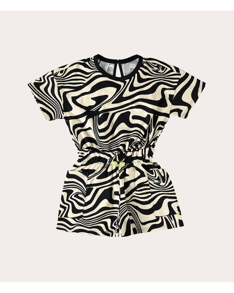 Macaquinho Infantil Menina Estampado Em Algodão Malwee Kids