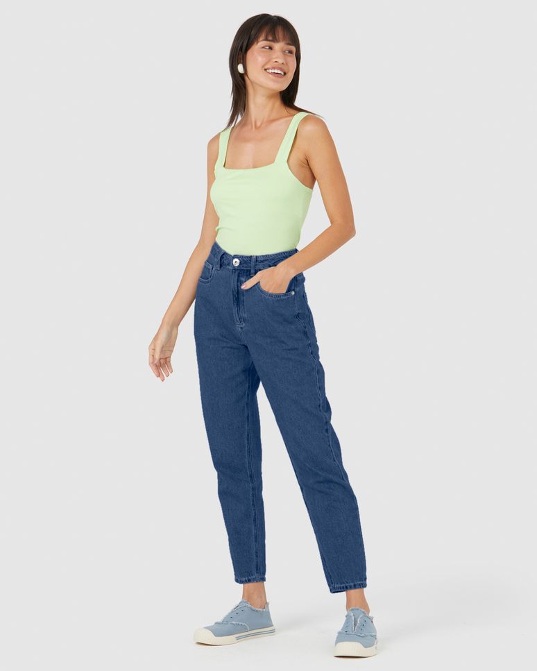 Calça Mom Feminina Cintura Alta Em Jeans 100% Algodão