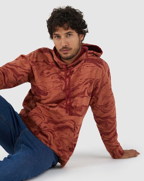 Blusão Masculino Marmorizado Com Capuz Em Moletom Flanelado