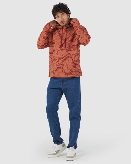 Blusão Masculino Marmorizado Com Capuz Em Moletom Flanelado