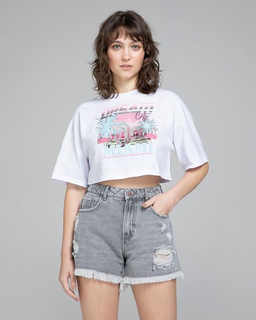 Shorts Feminino Com Puídos Em Jeans 100% Algodão - ENFIM