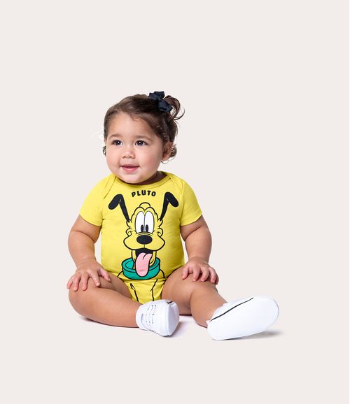 Body Bebê Pluto Mickey Disney® Em Algodão Malwee Kids