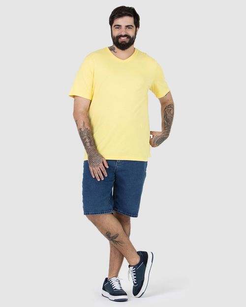 Camiseta Básica Masculina Plus Size Decote V Em Algodão
