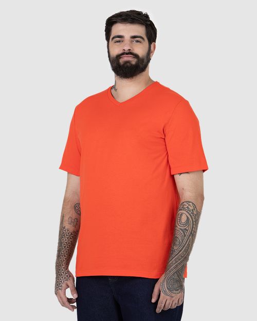 Camiseta Básica Masculina Plus Size Decote V Em Algodão