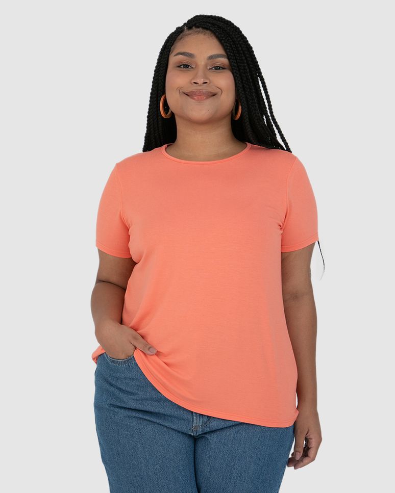 Blusa Feminina Plus Size Em Malha Viscolinho Stretch