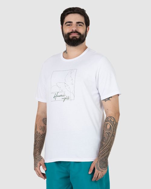 Camiseta Masculina Plus Size Hawaii Nights Em Algodão
