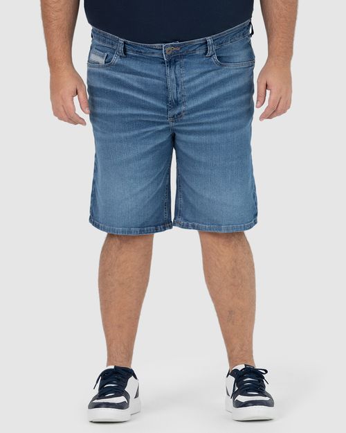 Bermuda Masculina Plus Size Slim Em Jeans Com Elastano