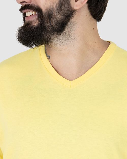 Camiseta Básica Masculina Plus Size Decote V Em Algodão