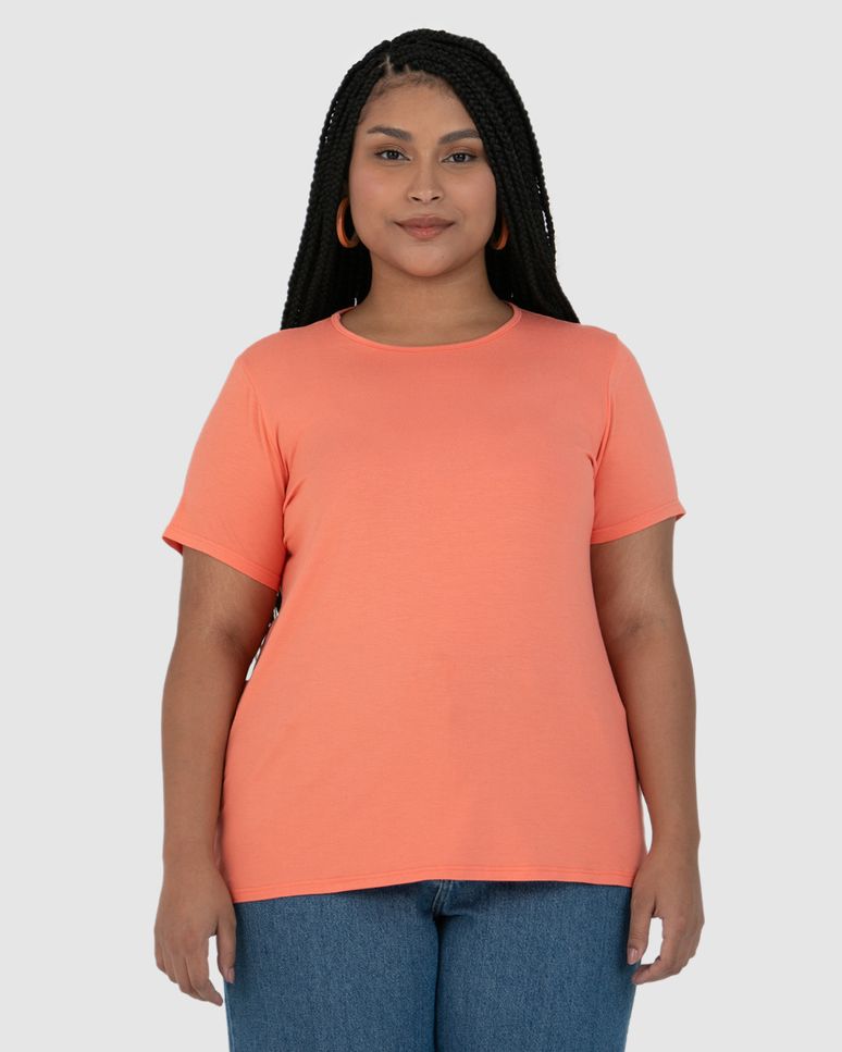 Blusa Feminina Plus Size Em Malha Viscolinho Stretch