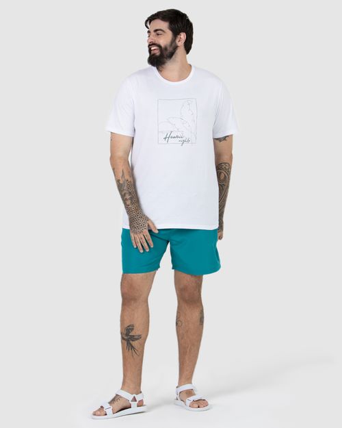 Camiseta Masculina Plus Size Hawaii Nights Em Algodão