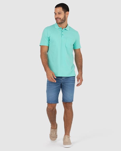 Camisa Polo Básica Masculina Gola Esporte E Bolso Piquet Stretch