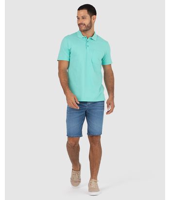 Camisa Polo Básica Masculina Gola Esporte E Bolso Piquet Stretch