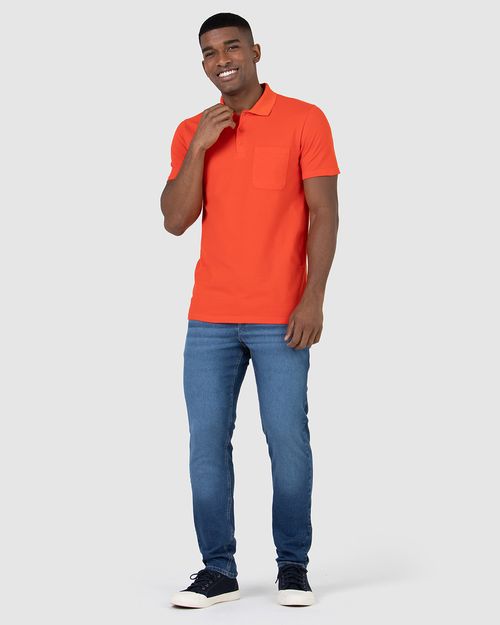 Camisa Polo Básica Masculina Gola Esporte E Bolso Piquet Stretch