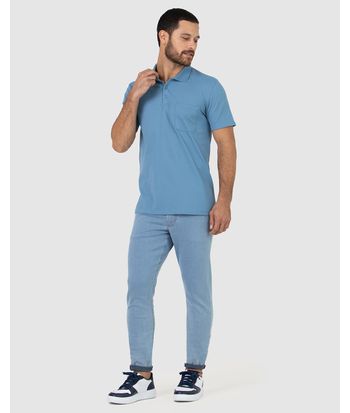 Camisa Polo Básica Masculina Gola Esporte E Bolso Piquet Stretch
