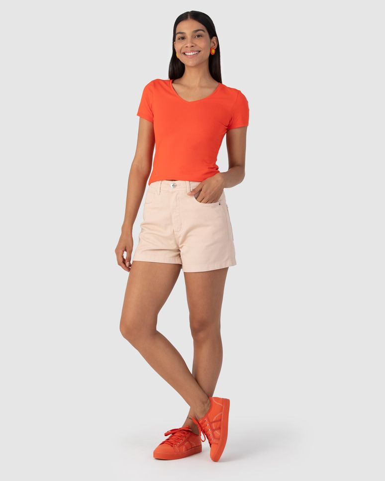 Blusa Básica Feminina Decote V Em Algodão