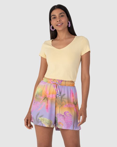 Blusa Básica Feminina Mullet Decote V Em Viscose Stretch
