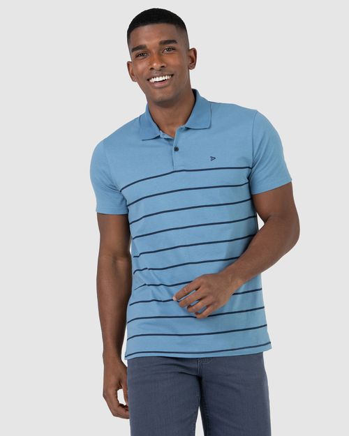 Camisa Polo Básica Masculina Listrada Em Algodão