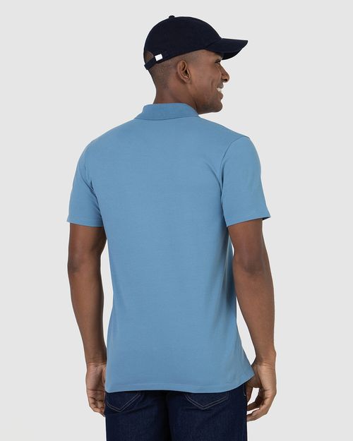 Camisa Polo Básica Masculina Gola Retilínea Em Piquet Stretch