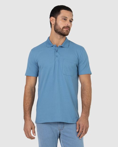 Camisa Polo Básica Masculina Gola Esporte E Bolso Piquet Stretch