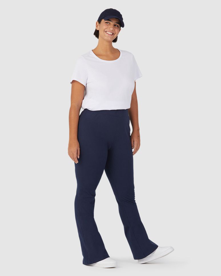 Calça Básica Feminina Plus Size Flare Em Algodão